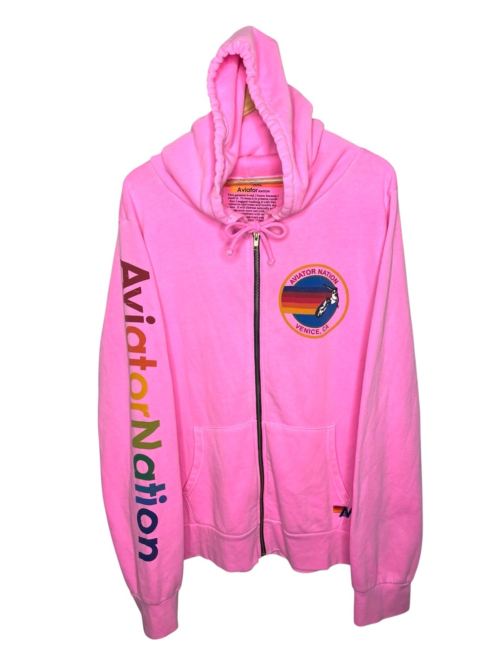 Aviator Nation Venice Hoodie Full Zip Sweatshirt Neon Pink XXL - Picture 5 of 16